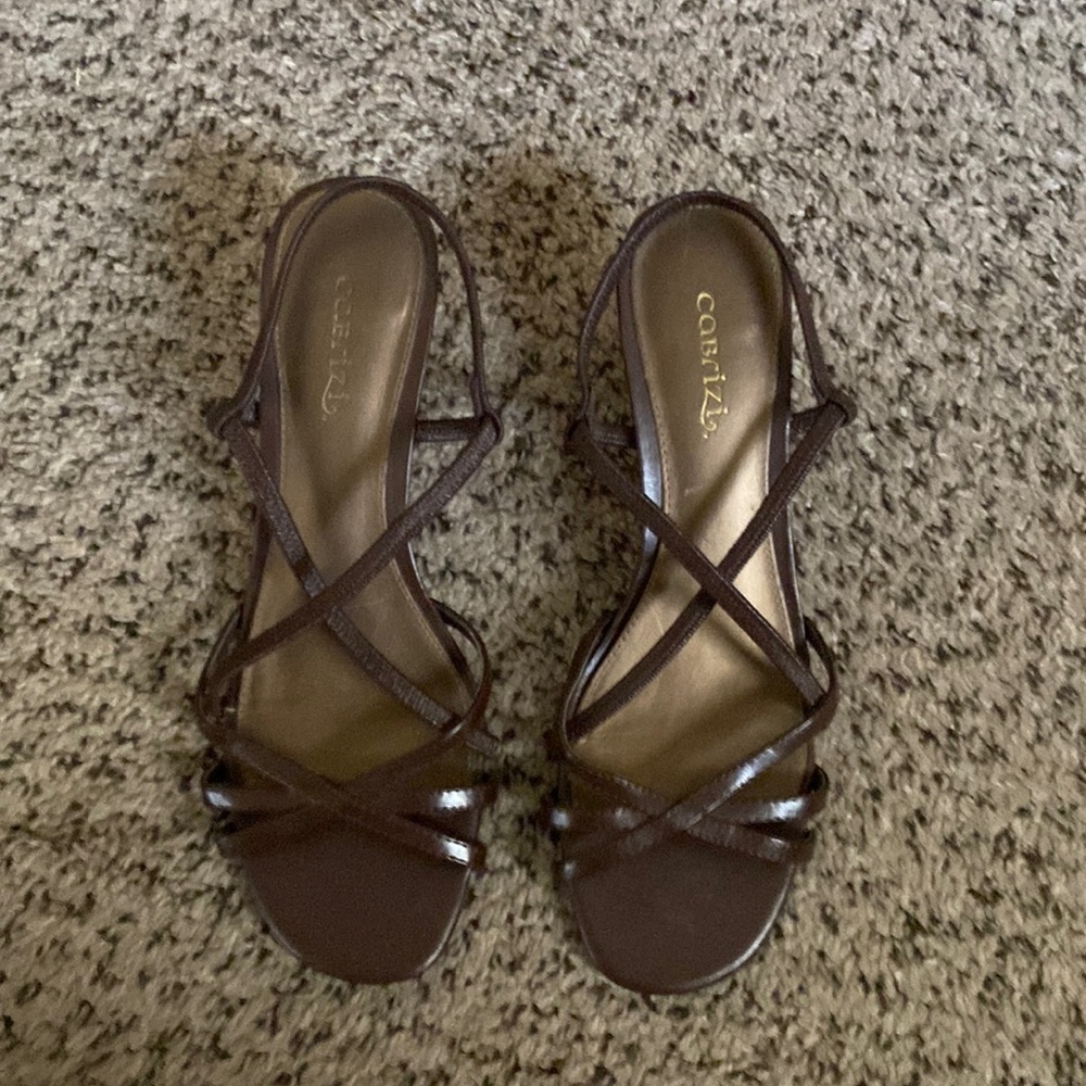 Cabrizi Brown Open Toe Heels